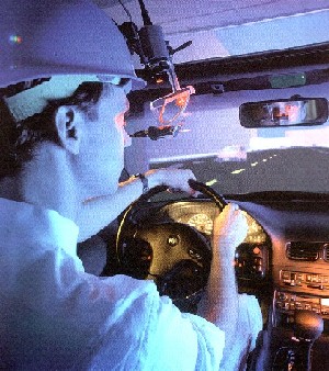 Driver in fixed-base simulator